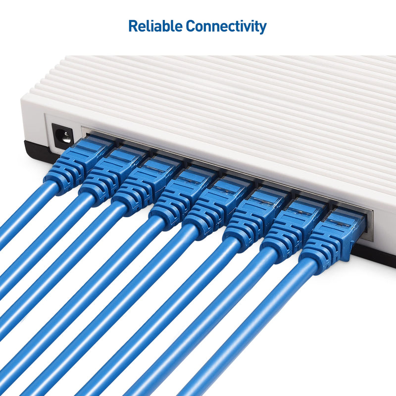 Cable Matters 10Gbps 5-Pack Snagless Short Cat 6 Ethernet Cable 7 ft (Cat 6 Cable, Cat6 Cable, Internet Cable, Network Cable) in Blue