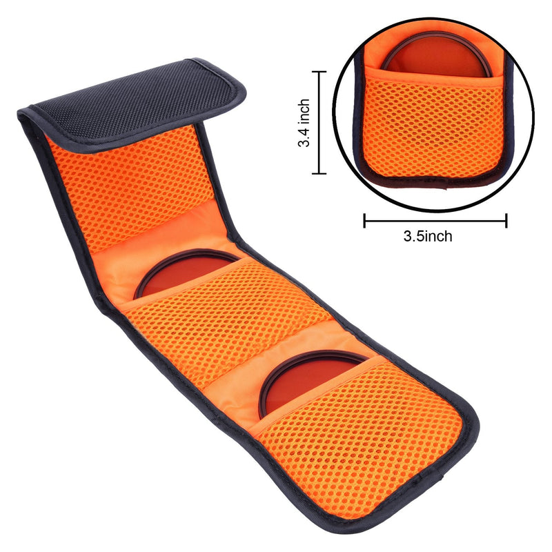 Sunmns 3 Pocket Camera Lens Filter Carry Case Bag Pouch for Filters 25 mm to 77 mm