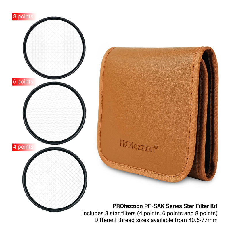 PROfezzion 67mm Star Filter Kit 3 Pieces (4 Points, 6 Points, 8 Points) Adjustable Starburst Filter for Canon EF-S/RF/Sony FE Kit Lens, Cross Star Effect Filter Set for Camera Lens