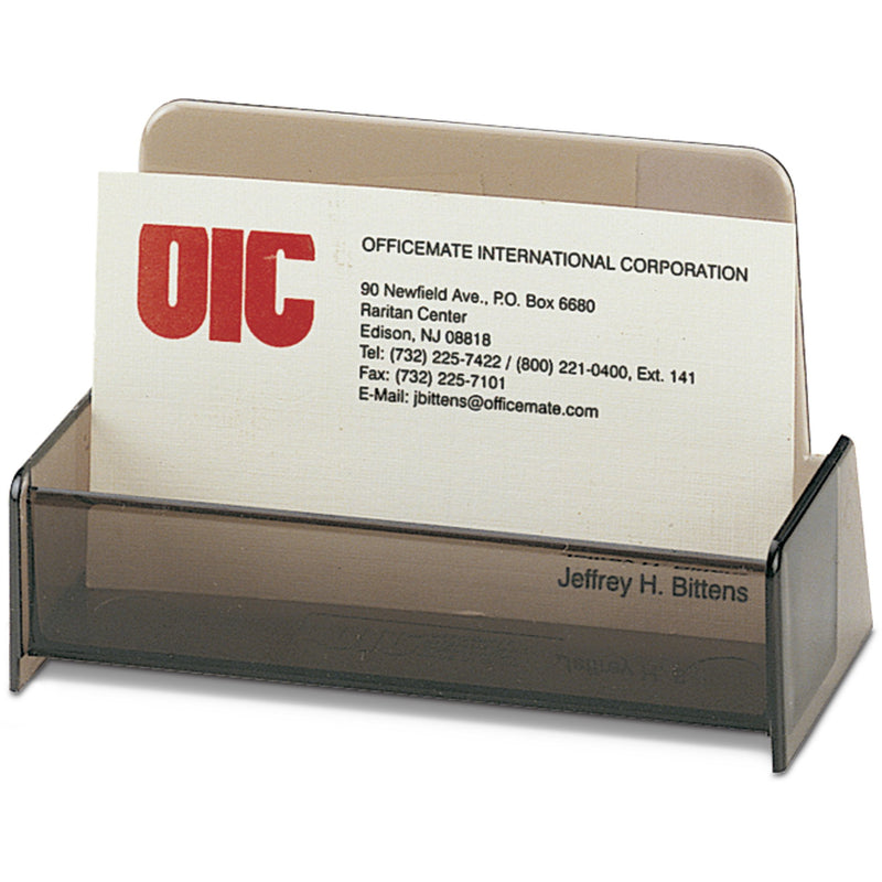 Officemate OIC Business Card Holder, Holds Up to 50 Cards, Smoke (97833)