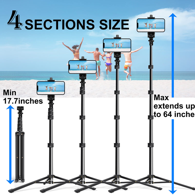 64 Inch Selfie Stick Tripod with Wireless Remote, Phone Tripod Stand Group Selfies/Live Streaming/Video Recording Compatible with All Cellphones…