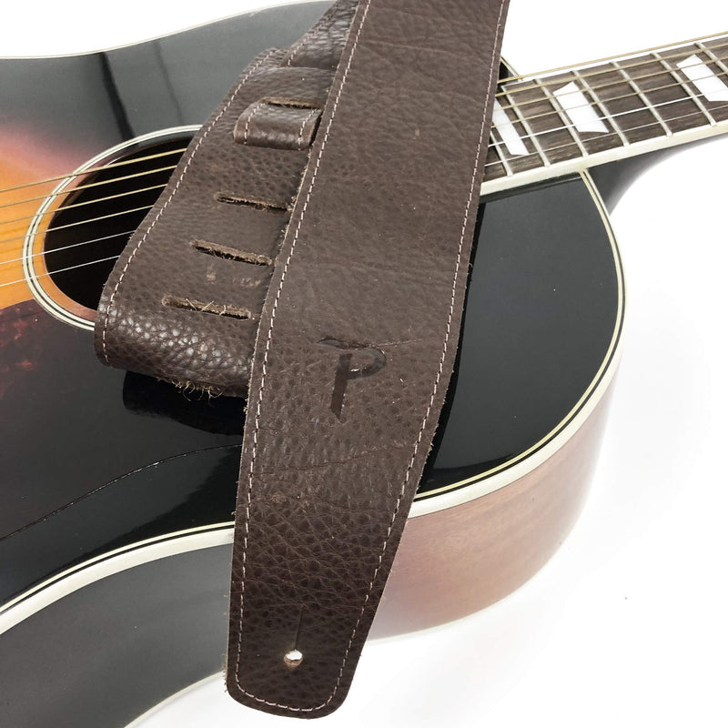 Perri's Leathers Saddle Leather Guitar Strap, Brown, Adjustable Length 41" to 56", Comfortable, Soft Backing, 2.5" Wide