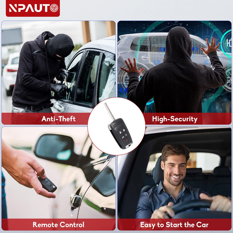 NPAUTO Key Fob Replacement, Fits for Chevy Equinox Camaro Impala Cruze Sonic Malibu, GMC Terrain, Buick Lacrosse Regal Verano Encore 2010-2019, Keyless Entry Remote Control Flip Key Fobs, OHT01060512