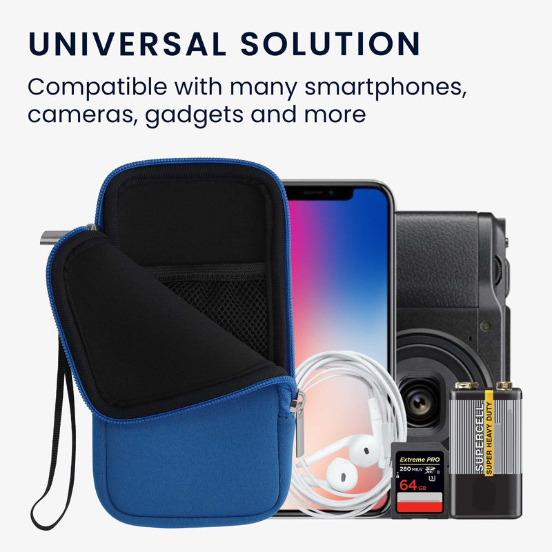 kwmobile Neoprene Phone Pouch Size XL - 6.7/6.8" - Universal Cell Sleeve Mobile Bag with Zipper, Wrist Strap - Blue XL - 6,7/6,8"
