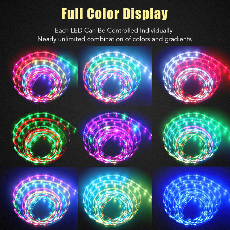 [AUSTRALIA] - Arkare Addressable LED Strip WS2812B RGB Programmable Digital LED Pixels 16.4ft 150 LEDs Dream Color Rainbow LED Tape Light 5V DC White PCB, Support Arduino Raspberry Pi, No Power/Controller 