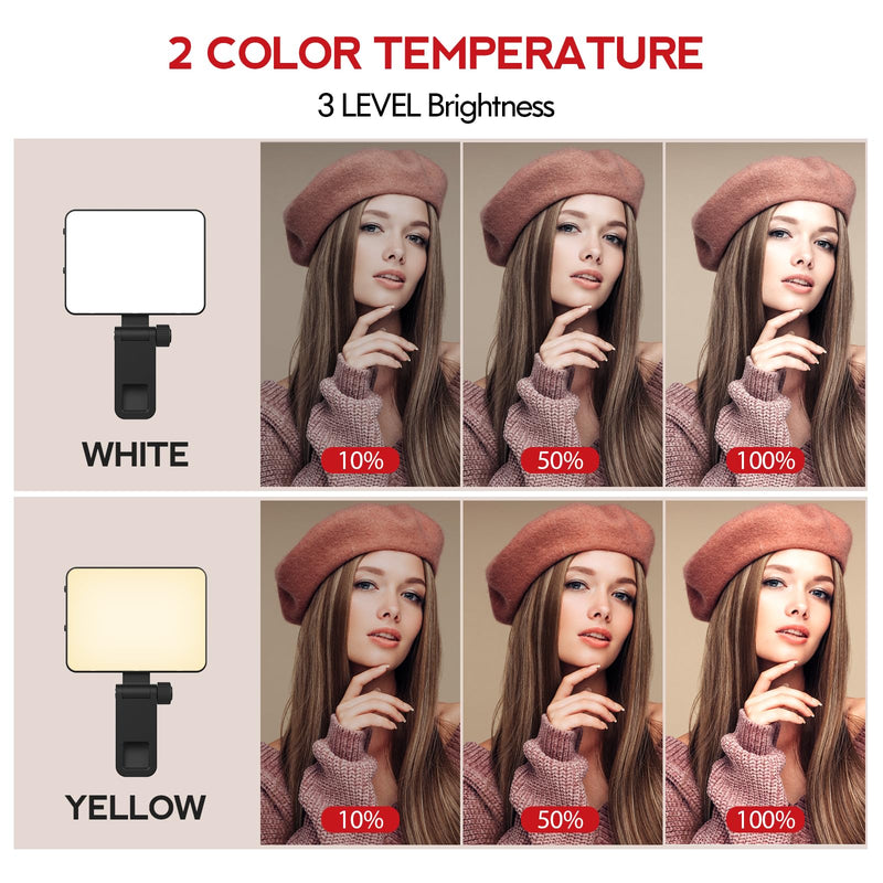 Rechargeable Selfie Light, Clip-on LED Fill Light for Phone, Laptop, Tablet and Computer, Portable Phone Light for Selfie/Video Conference/Zoom Call/Photography/Makeup/Picture