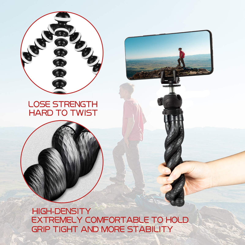 BEIYANG Phone Tripod,Flexible Tripod for iPhone with Extendable Phone Holder for Video Recording/Photography,Camera Stand/Webcam Tripod for YouTube Video Tripod + Phone holder