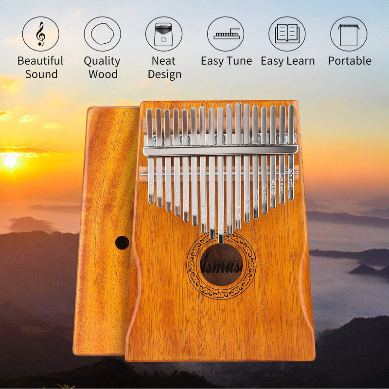 Kalimba 17 Keys Thumb Piano with Asmuse Songbook Tuning Hammer Carrying Bag Thumb Picks Cleaning Cloth Kalimba -B