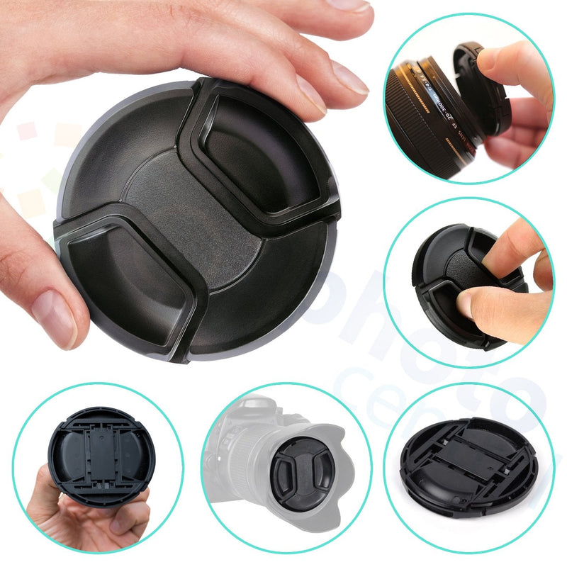 Front Center Pinch Lens Cap Cover Protector + Cap Keeper + Cleaning Cloth for Tamron 16-300mm f/3.5-6.3 Lens