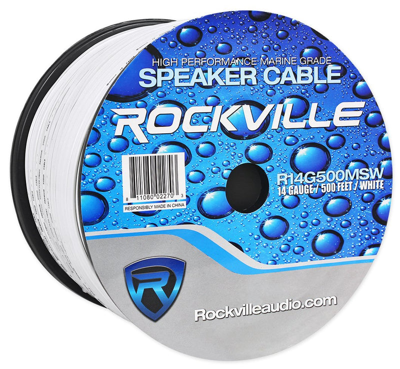 [AUSTRALIA] - Rockville R14G50MSW 50 Foot Spool Marine Waterproof 14 AWG Speaker Wire White 50 FT MARINE/BOAT 
