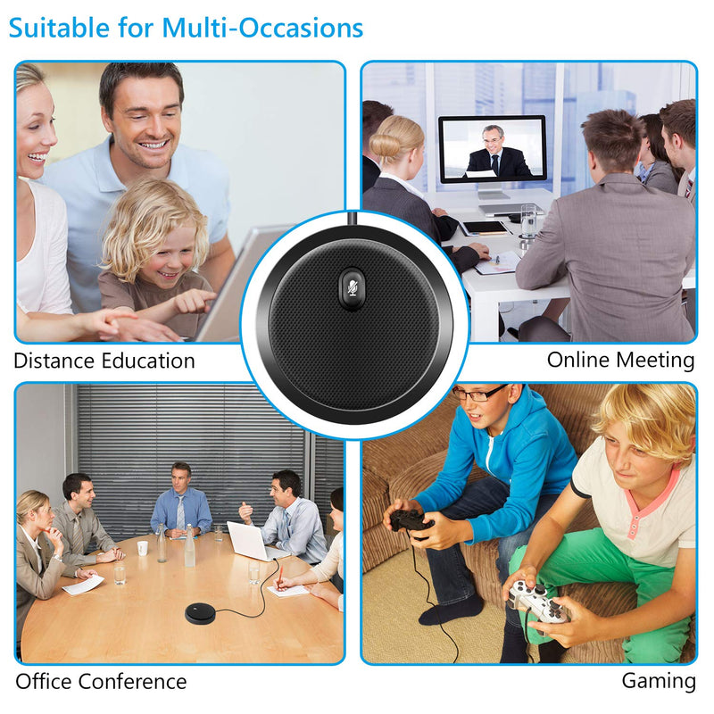 [AUSTRALIA] - Hfuear USB Conference Microphone, Desktop Omnidirectional Condenser Boundary PC Computer Laptop Mic with Mute Function for Recording, Video Meeting, Gaming, Skype, VoIP Calls (Window/Mac) UM02 Black 