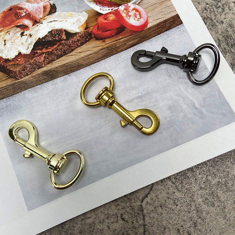 willikiva 10 Pcs 3/4 inch Swivel Snap Hooks for Dog Leash Collar Linking Swivel Snap Hooks Metal Heavy Duty Square Eye Clasp Buckle Trigger Clip (Light Gold) Light Gold