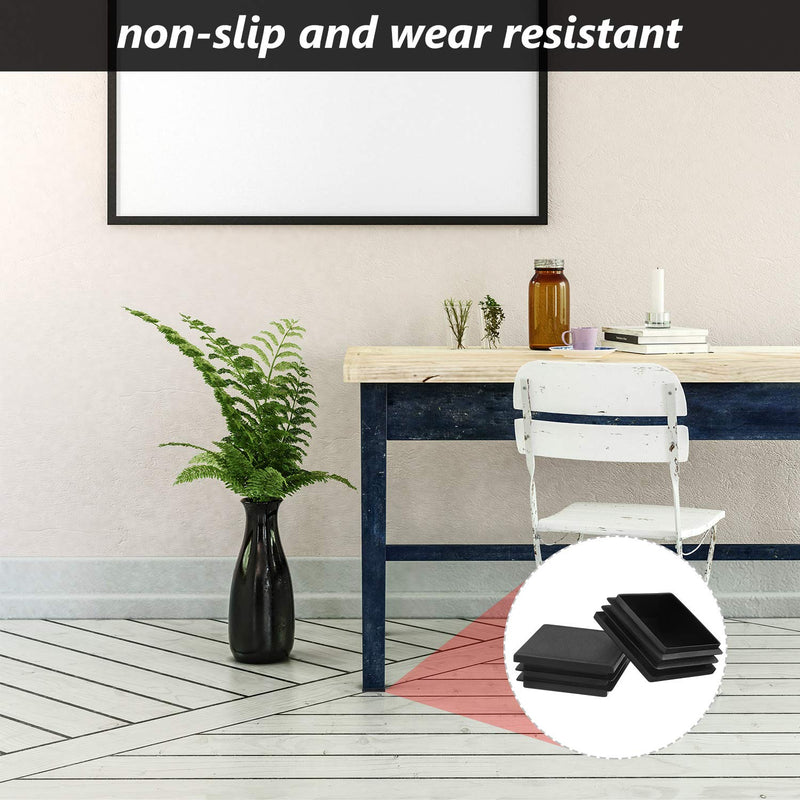 20 Pieces Square Tube Black Plastic Plug Tube End Cap Plastic Plugs for Square Tubing Table Chair Shelf Insert Finishing Plug (2 Inch) 2 Inch