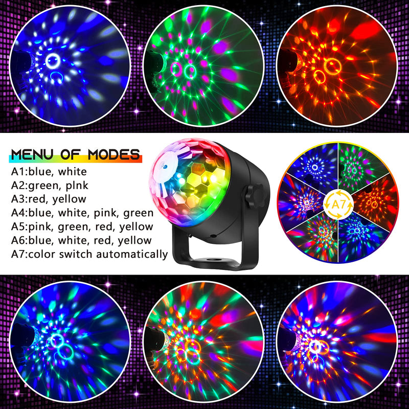 Disco Lights Disco Ball Party Lights, 3 in 1 Party Disco Lights with USB Cable, 360°Rotation with Remote Control ＆ Sound Activated RGB Strobe Lights DJ Light for Kids Halloween Xmas Dance Birthday