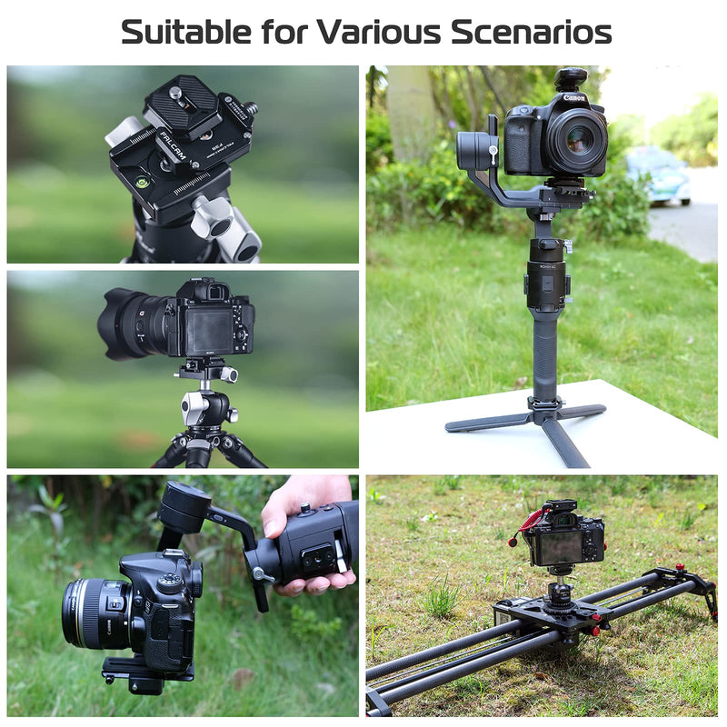 VIJIM FALCAM F38 Quick Release Plate,38mm Universal Camera Mounting Adapter w 1/4in-3/8in Screw Thread,Aluminum Quick Release System QR Plate,Fits for Sony Canon Tripod Monopod DSLR Stabilizer Slider