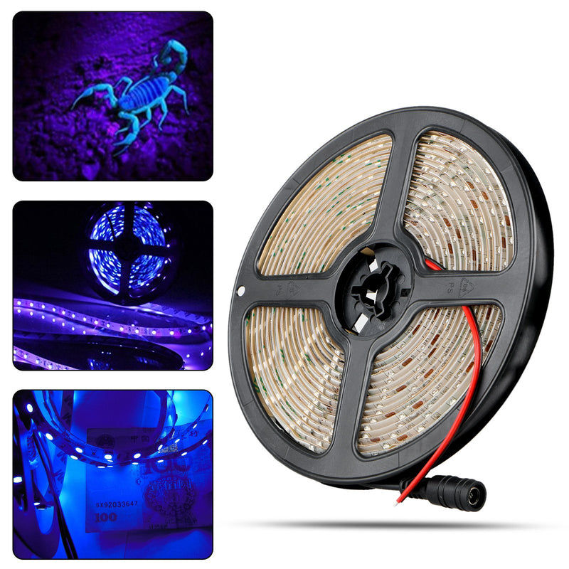 [AUSTRALIA] - Black Light Strip, Purple LED Strip 16.4Ft/5M 300 Units Lamp Beads, IP65 Waterproof Purple Light for Dance Party, Body Paint, Night Fishing, Work with 12V 2A Power Supply 