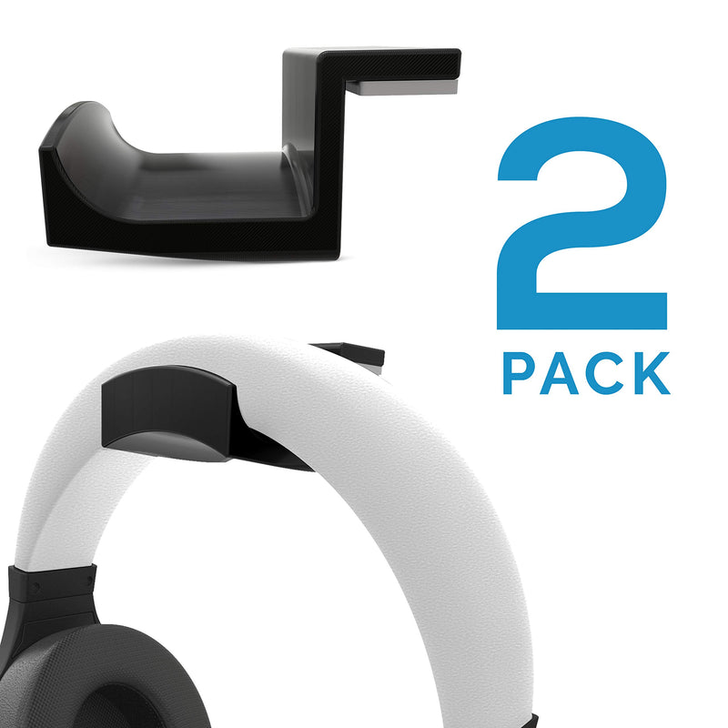 Brainwavz Roost 2 Pack Large Desktop Headphone Hanger Stand for Audio & Gaming Headsets with Large Width Headbands, Mounts on Desktop, No Screws or Glue, Holds Heavy Headphones (Black, Large)