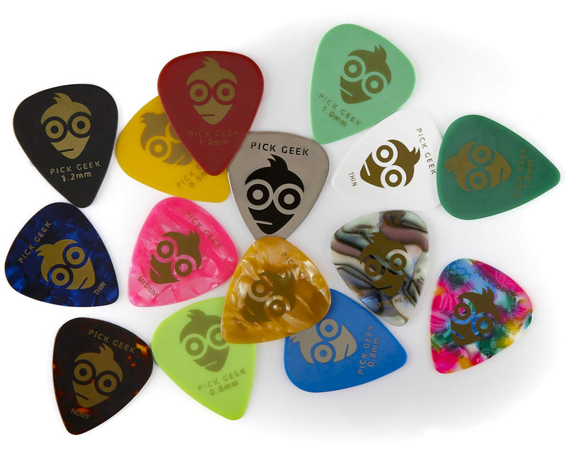 Pick Geek Guitar Pick Bundle Set | 33 x Premium Assorted Guitar Picks | Django Quick-Release Capo | Django Clip-on Tuner | Pick Geek ‘wedgie’ Pick Holder plus Enamel Pin | Gifted in Stunning Gift Box Premium Bundle