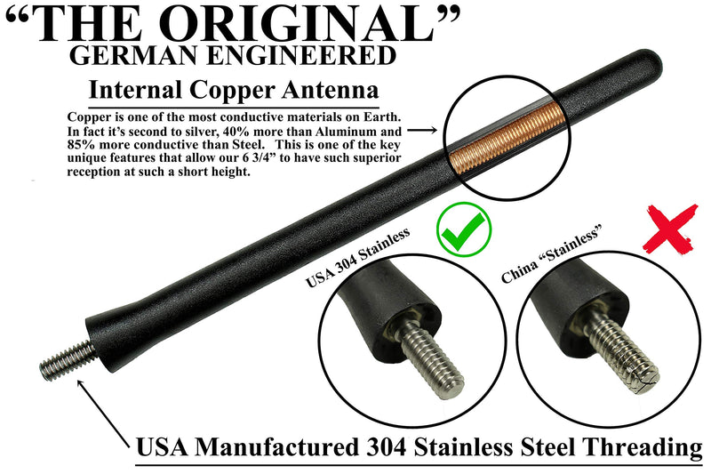 AntennaMastsRus - The Original 6 3/4 Inch is Compatible with Indian Chieftain (2014-2021) - Short Rubber Antenna - Internal Copper Coil - Premium Reception - German Engineered 6 3/4" Inch - PREMIUM CHOICE BLACK FUBA STYLE