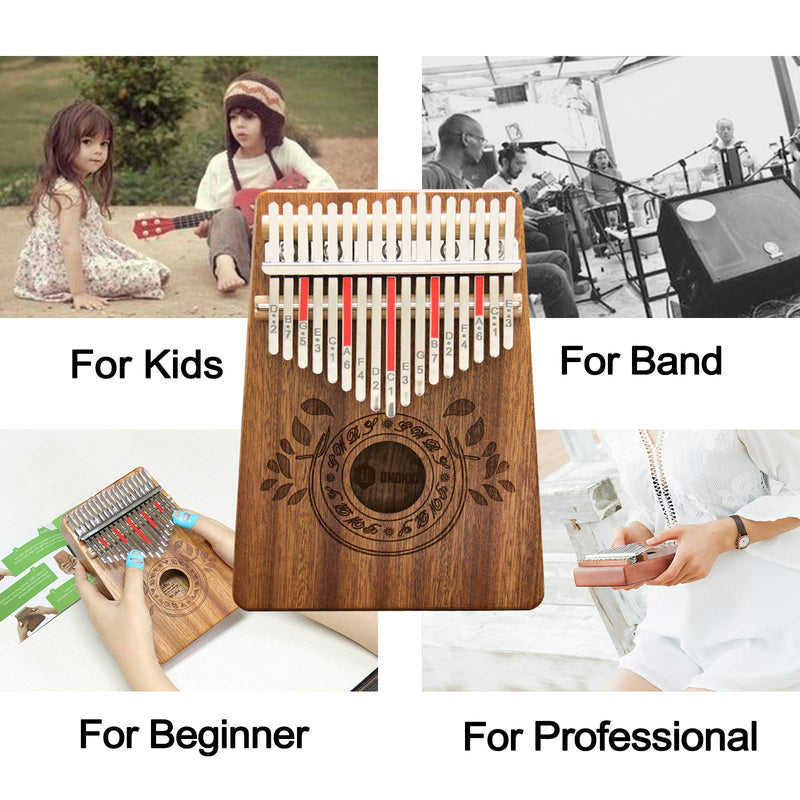 UNOKKI Kalimba 17 Keys Thumb Piano with Study Instruction and Tune Hammer, Portable Mbira Sanza African Wood Finger Piano, Gift for Kids Adult Beginners Professional.