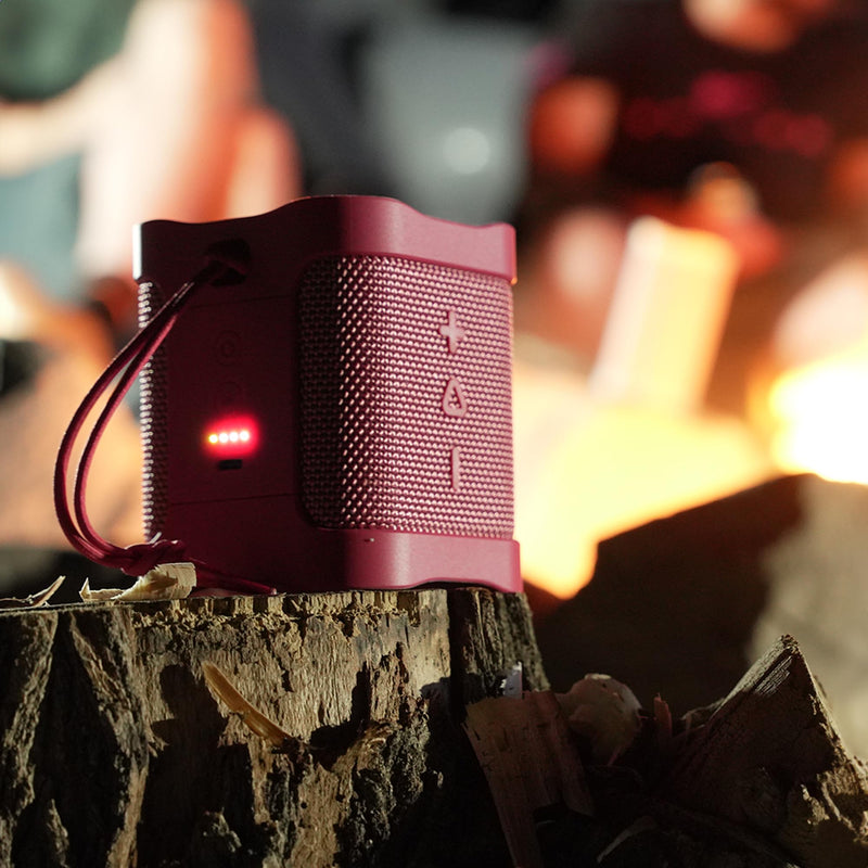Skullcandy Terrain Mini Wireless Bluetooth Speaker - IPX7 Waterproof Portable Speaker with Dual Custom Passive Radiators, 14 Hour Battery, Nylon Wrist Wrap, & True Wireless Stereo (Red) Red