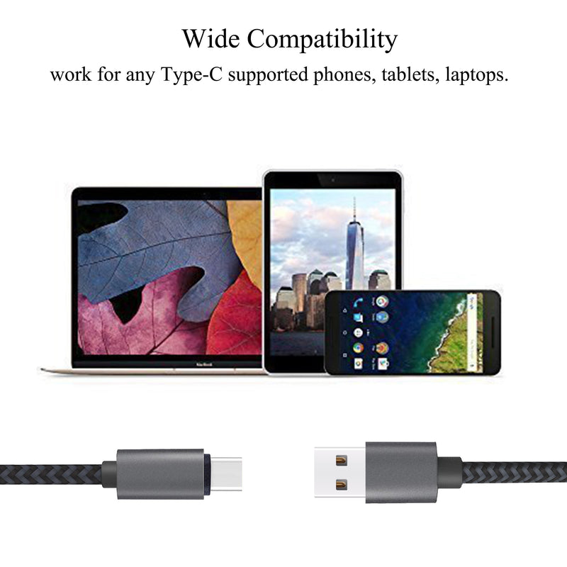 USB Type C Cable 3ft 3Pack by Ailun High Speed Type-C to USB A Sync and Charging Nylon Braided Cable for Galaxy s20, s20+ S20Ultra S10 Plus and More Smartphone Tablets Silver BlackGrey NOT Micro USB 3ft 3ft 3ft