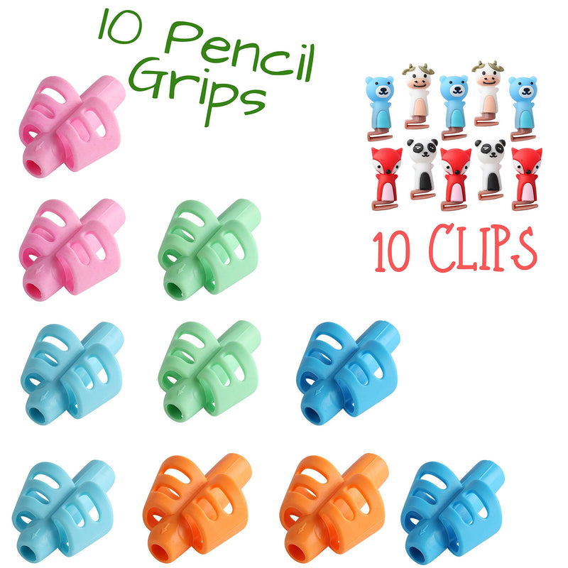 Mr. Pen- Pencil Grips for Kids Handwriting, 20 PCS(10 Pencil Grips+10 Clips), Pencil Grips, Kids Pencils Grip, School Supplies, Pencil Grip, Grip Pencils for Kids, Pencil Holder for Kids, Pen Grip.