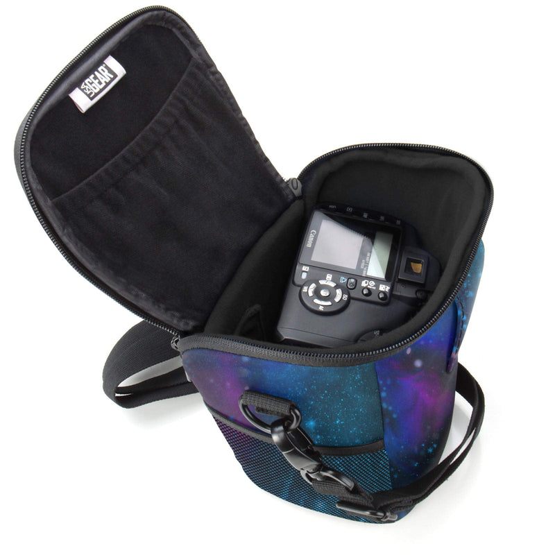 USA Gear Small SLR Camera Case Bag for Men and Women with Top Loading Accessibility, Adjustable Shoulder Sling, Padded Handle - Comfortable, Durable and Light Weight for Nikon, Canon, etc (Galaxy) Galaxy