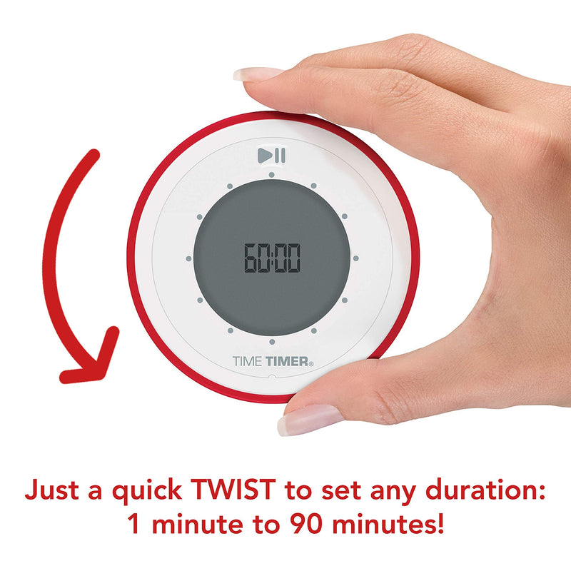 Time Timer TWIST 90-Minute Digital Countdown Clock — For Kids Classroom Learning, Homeschool Study Tool, Teachers Desk Clock, Exercise and Kitchen Timer