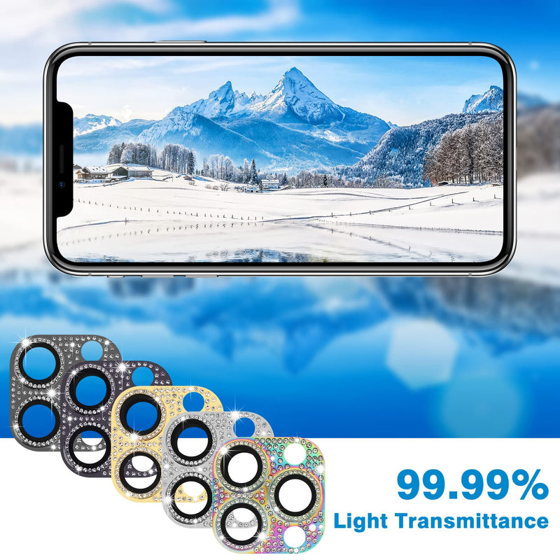 Hsefo for iPhone 14 Pro & iPhone 14 Pro Max Camera Lens Protector, Bling Lens Cover 3D Rhinestone Diamond 9H Tempered Glass Camera Cover Anti Scratch Shockproof Metal Lens Screen Full Protective Cover, Colorful Multi-coloured