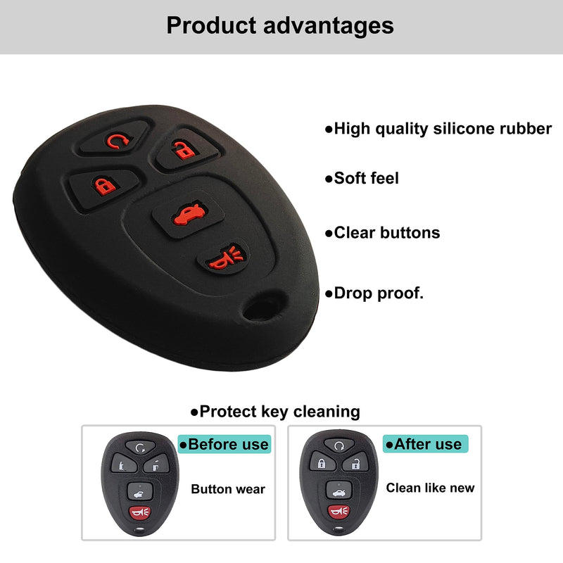 Ywonobs Silicone Rubber Key Fob Cover Remote Case Protector Skin Compatible with Chevrolet Cobalt Malibu Suburban Tahoe Traverse GMC Acadia Yukon Buick Enclave Lacrosse Cadillac Escalade SRX