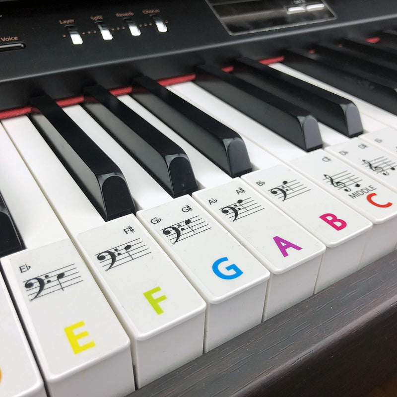 Piano/keyboard stickers for up to 88 keys Multi Coloured to help learn PIANO