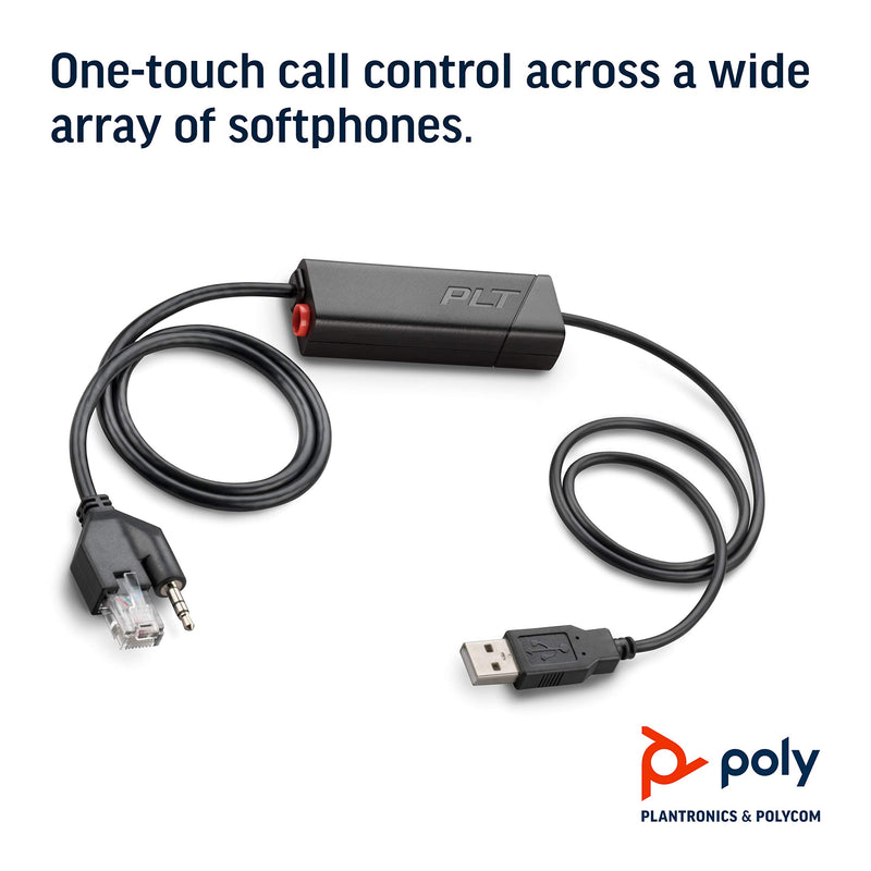 Poly (Plantronics + Polycom) Plantronics - Electronic Hook Switch APU-76 (Poly) - Cable for DECT and 900 MHz Headset - One Touch Call Control, Black (211076-01)