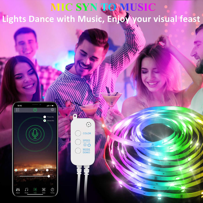 Zaecany 15M/49.2FT Led Strip Lights With Remote, Bluetooth APP, Box Controller for Bedroom, Flexible RGB Tape Lights for Ceiling Decoration, Dimmable Color Changing, Music Sync for Party, Holiday,Home