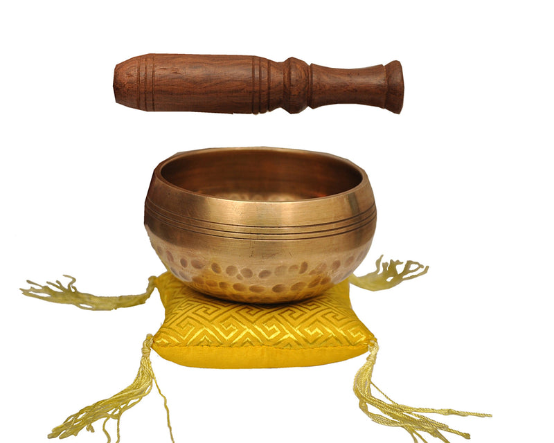 Tibetan Meditation Yoga Singing Bowl Set - Hand Beaten for Relaxation and Healing With Mallet & silk Cushion