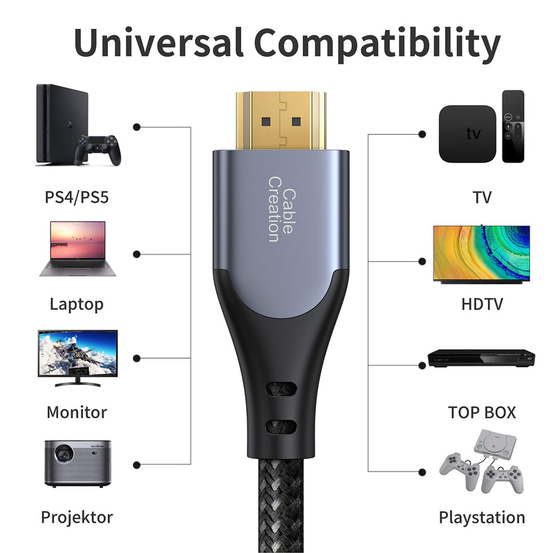 HDMI Cable 4K@60Hz 3.3 ft, CableCreation HDMI 2.0 Cable, High-Speed 18Gbps, 4K HDR, 3D, 2160P, 1080P, Ethernet Support, Compatible with UHD TV, PS5/PS4, Xbox One, Blu-ray, PC, Projector and More 3.3ft Gray