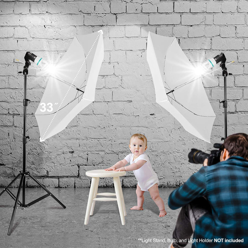 LS LIMO STUDIO LIMOSTUDIO 2 Pack 33" 3-Fold Ultra Compact Professional Photography Photo Video Studio Lighting Flash Translucent White Soft Umbrella for Photo Portrait Studio Shooting, AGG3099