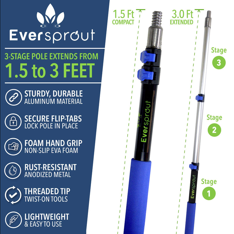 EVERSPROUT 1.5-to-4.5 Foot Flexible Microfiber Ceiling Fan Duster with Extension Pole | 8-10 Ft Standing Reach | Bendable to Clean Any Fan Blade | Dusters for Cleaning | Long Duster for High Ceilings
