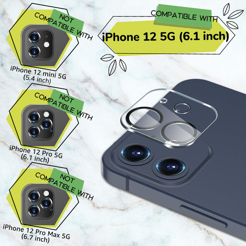 [ 2 Pack] UniqueMe Camera Lens Protector Compatible with iPhone 12 6.1" [Not for iPhone 12 Pro] Tempered Glass, [Night Circle] [Case Friendly] [Ultra-thin][Scratch-Resistant]