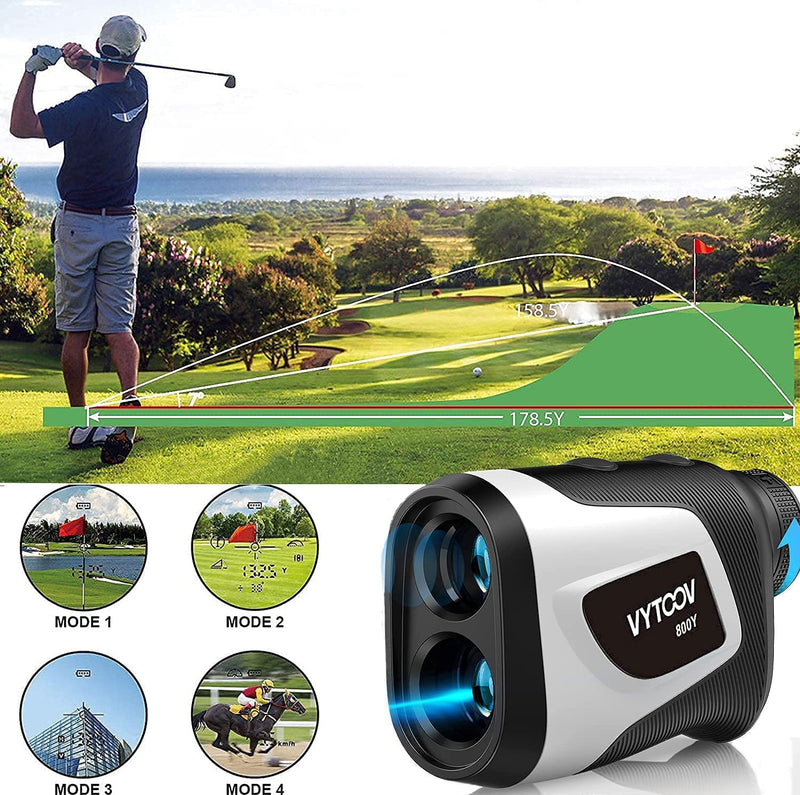 Golf Rangefinder with Slope 1000 Yards 6X Rangefinder Golfing with Slope On/Off Flag-Lock Tech with Vibration Continuous Scan Rechargeable Tournament Legal Golf Rangefinders 800Y