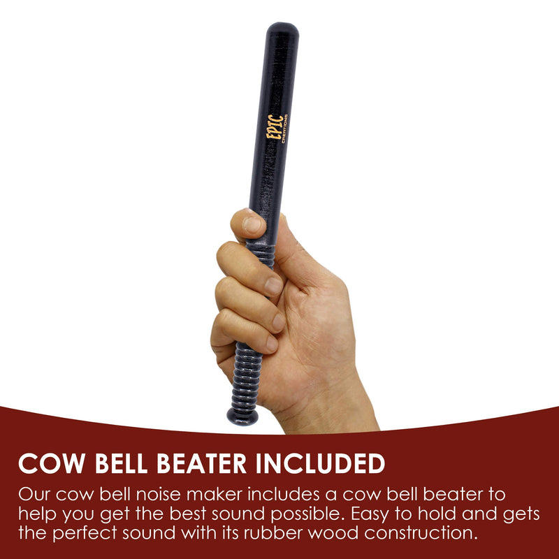 Cow bell with Handle 7 inches and 11” Cowbell Beater Stick - Made of Steel with Copper Finish - Antique Cow bells Noise Makers for Football Games, Sporting Events, Celebrating and More