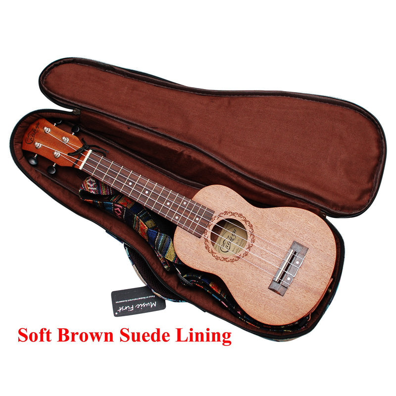 MUSIC FIRST Nylon 23" Concert"3D Summer Leaves" Ukulele case, Ukulele bag, Ukulele cover 3D Summer Leaves