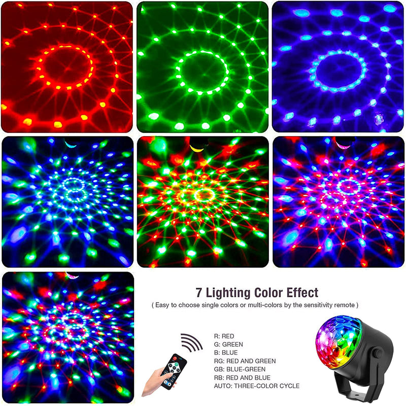 Disco Party Lights Activated LED Strobe Light 7 Color with Remote Control and USB Plug in Stage Light for Car Home Room Dance Parties Birthday DJ Bar Karaoke Xmas Wedding Show Club Pub [2-Pack]