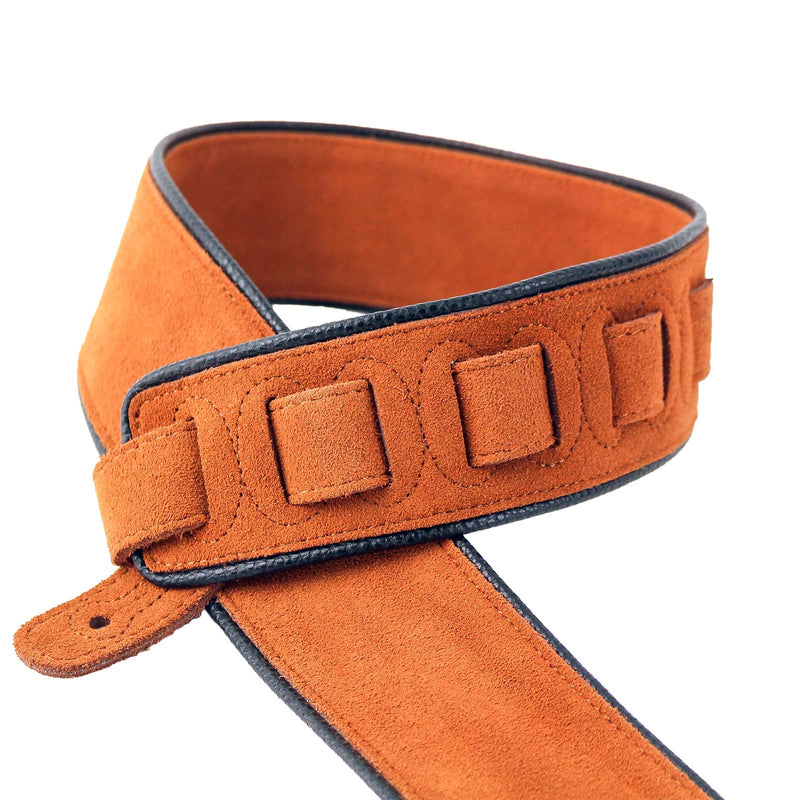 Walker & Williams LS-516 Premium Cinnamon Suede Guitar Strap with Black Piping