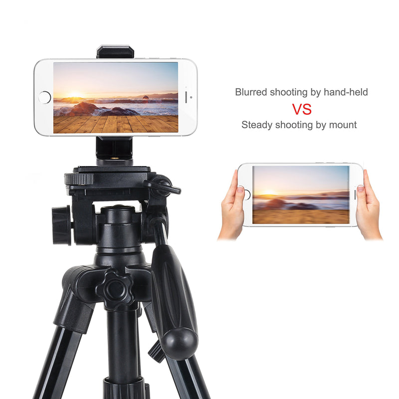 BONFOTO Universal Cell Phone Tripod Mount Adapter,Rotates Vertical and Horizontal, Adjustable with Padded Clip Fits for All Smartphones Compatible with All tripods Phone Holder