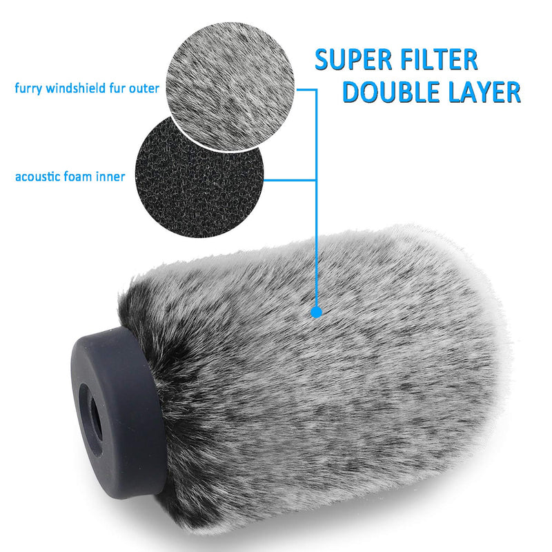 [AUSTRALIA] - NTG Furry Microphone Windmuff - Windscreen/WindShield for Rode VideoMic NTG and Microphones with Maximum Slot Length of 100mm (3.9") and Diameter of 18-24mm by YOUSHARES (Black White) 