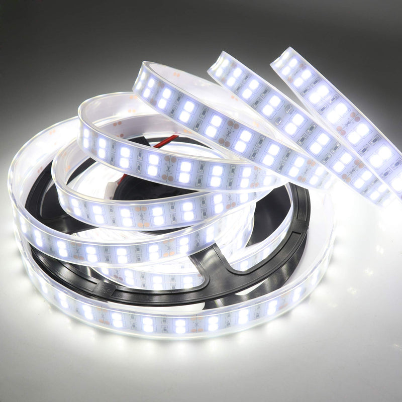 LEDENET 5M Double Row 600LEDs SMD 5050 LED Flexible Strip Lighting DC 12V Cold Cool White Waterproof Outdoor Use White (6000k) Waterproof IP67