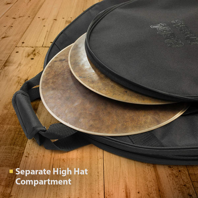 22" Cymbal Bag by Hola! Music, 3 Inner Compartments, 17" Pocket and Backpack Straps