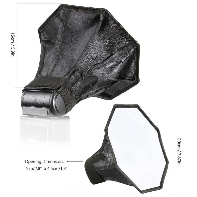 [AUSTRALIA] - waka Flash Diffuser Light Softbox, [2 Pack] Speedlight Softbox Collapsible with Storage Pouch - 8" Octagon Softbox + 8"x6" for Canon, Yongnuo and Nikon Speedlight 