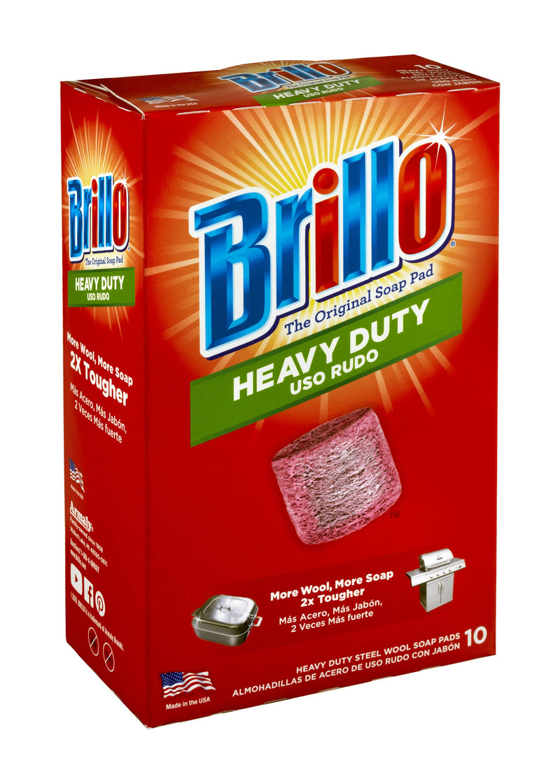 [AUSTRALIA] - Brillo Heavy Duty Steel Wool Soap Pads, Original Red Scent, 10-Count 10 Count (Pack of 1) 
